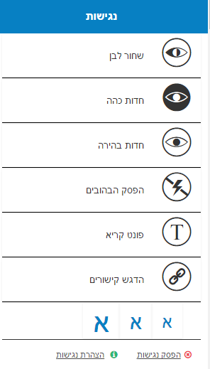 תפריט אתר נגיש