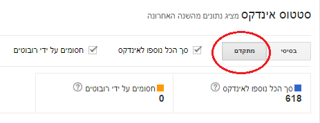 סטטוס אינדקס בכלי מנהלי אתרים